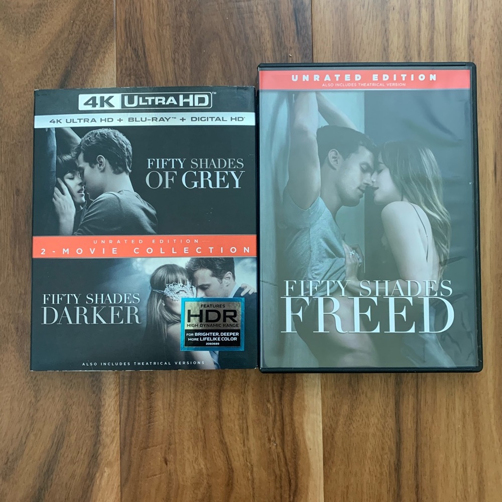 Fifty shades of grey, 50 shades of darker, 50 shades of freed three dvd movies